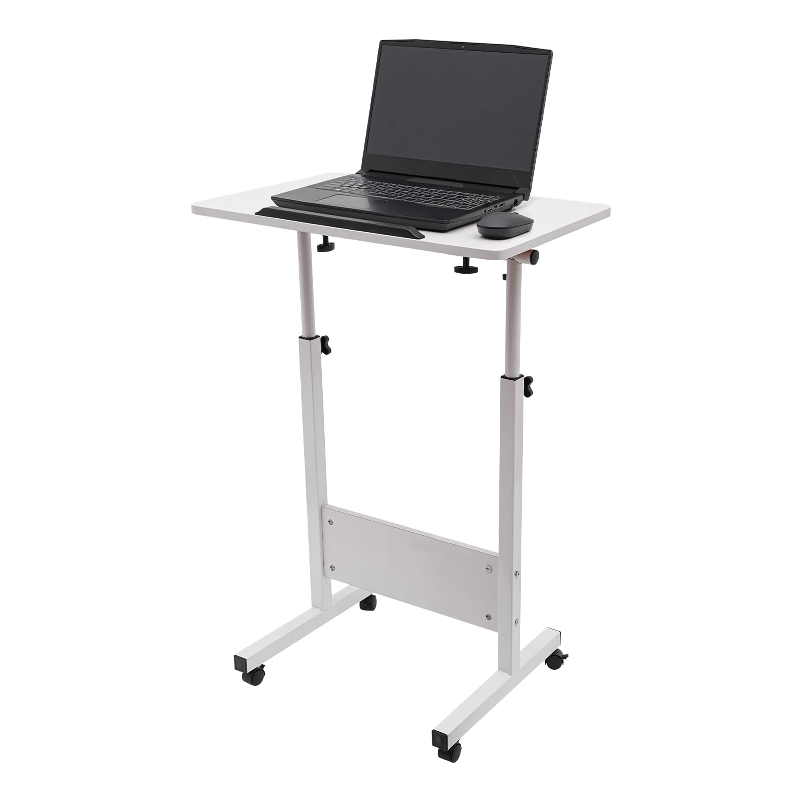 Rolling Computer Stand with Adjtable Height Computer Cart Portable Laptop Desk Adjtable Height Standing Desk Mobile Podium White