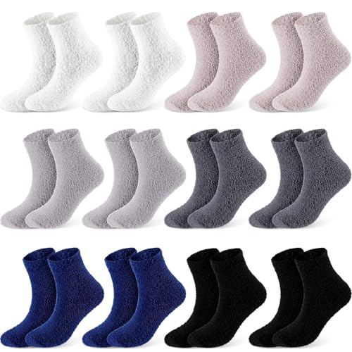 Image of Foaincore 12 Pairs Fuzzy Socks Bulk for Women Cozy Fluffy Slipper Socks Warm Soft Sleeping Gifts for Home