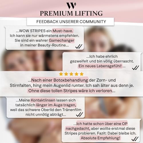 WOW STRIPES Schlupflider Augenlid Premium Stripes unsichtbar (192 Stk) | Lifiting ohne OP, hautfreundlich, natürlich | Eyelid Tape Tapes Straps Strip als Lifting Set Augen-Lidstraffung Augenpads-Mix