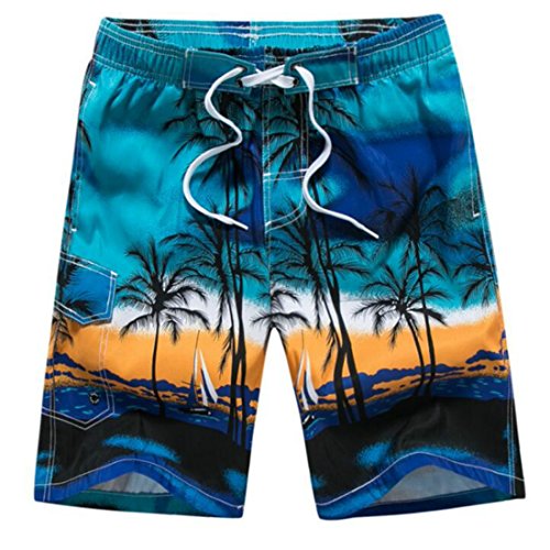 Colygamala Men's Swim Trunks Printed Coconut Palm Tree Casual Board Shorts Swimwear Plus Size(XS-4XL)