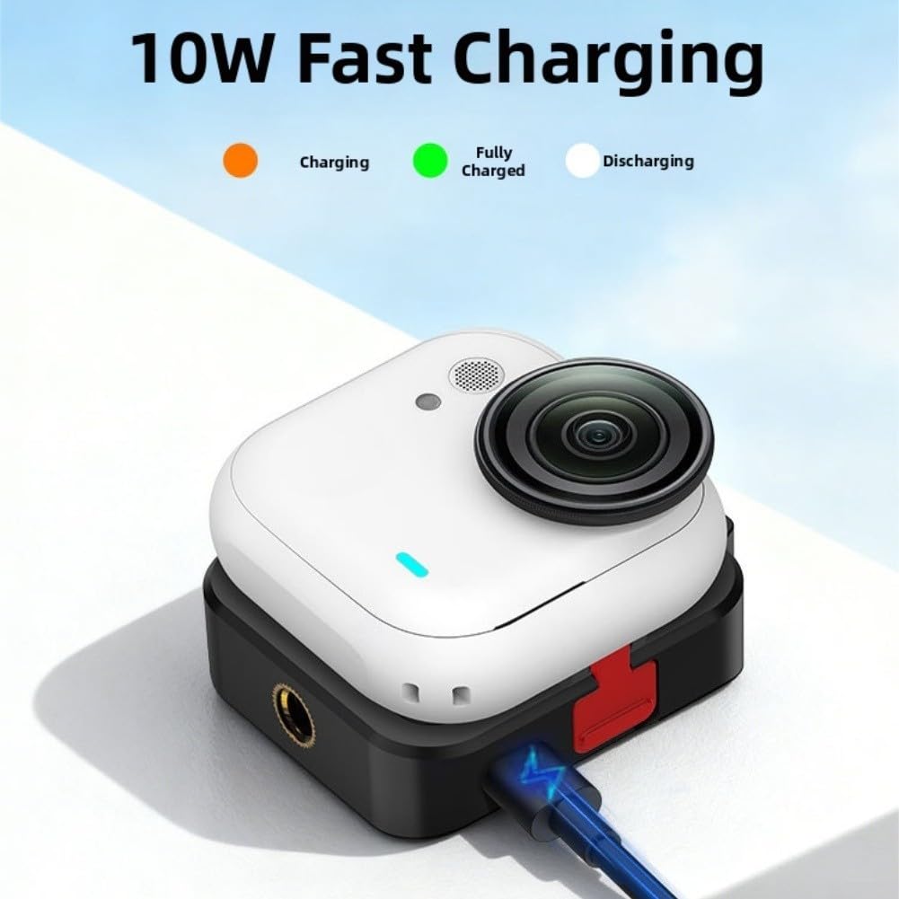 Station de charge magnétique sans fil, base de charge ultra portable ForInsta360 Go - Base de charge à dégagement rapide pour l'extérieur (noir)