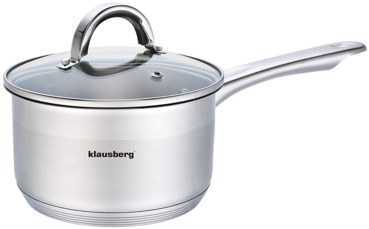 Klausberg Casserole Acier Inoxydable 1.0 L pour Cuisson Familiale Étuvettes