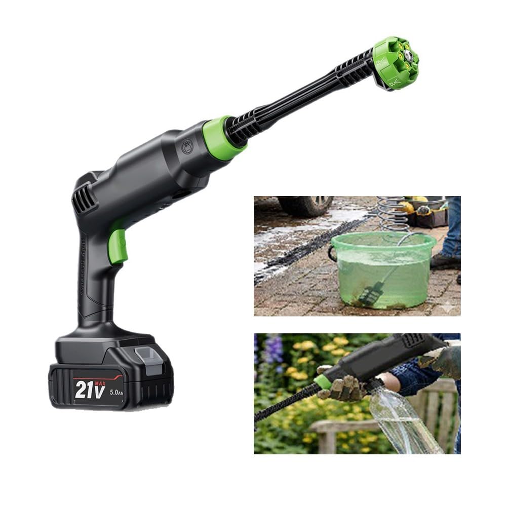 Idropulitrice wireless, rondella portatile per auto, pistola ad acqua ad alta potenza, macchina per la pulizia ricaricabile con ugelli per casa e giardino