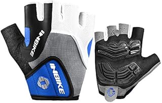 INBIKE Bike Gloves Men Half Finger Bicycle Gloves 5mm Gel Pad Cycling Gloves Blue X-Large