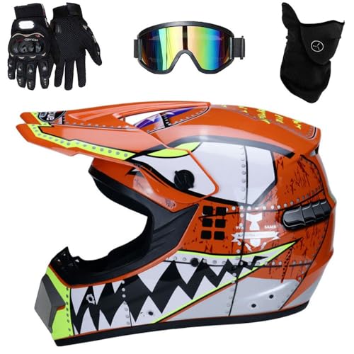 Intégral MTB Casque Motocross avec Lunettes Gants...