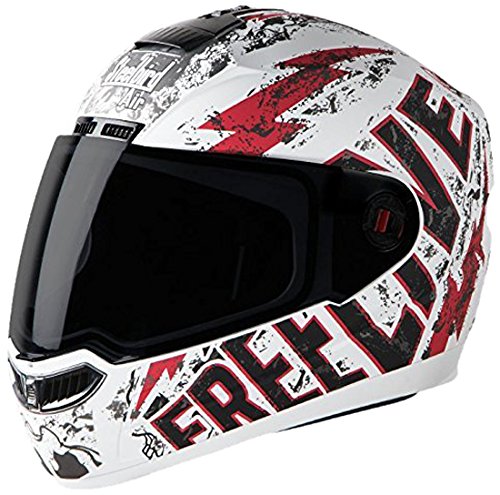 Image of Steelbird SBA-1 Free Live Matt White with Red with Smoke Visor,580mm & SteelBird Cable Lock for Helmet (Black)