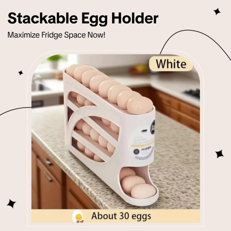 Stackable Egg Storage Box for Refrigerator, Automatic Slide-Out Design, Space-Saving Large Capacity, Transparent PP Material