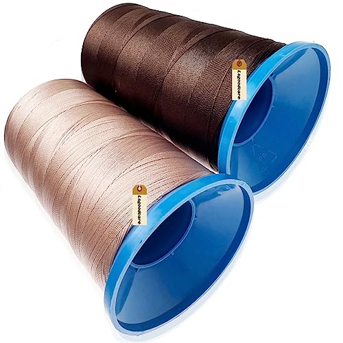 Lsgoodcare Bonded Nylon Sewing Thread 1500 Yard Size T70#69 for The Upholstery, Drapery, Beading, Luggage, Purses, Leather, Sewing Threads for Sewing Machine Light Pink and Dark Brown - Image 4