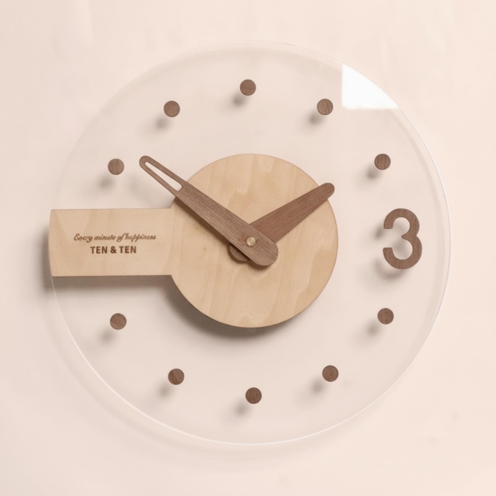 rockible Orologio con Quadrante Trasparente Nordico Orologio da Parete in Legno Semplice per Ingresso