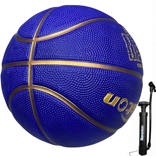 Senston Basketball 29.5 Outdoor Indoor Mens Basketball Ball Official Size 7 Basketballs (Blue/Gold 29.5(size 7))