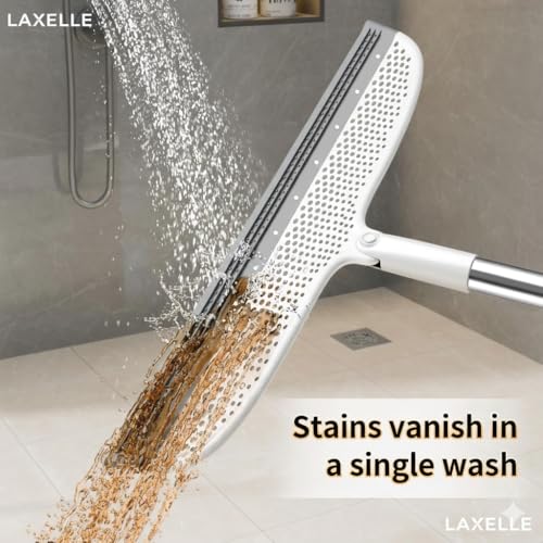 Image of ExtraCharm Floor Wiper Mop with Silicone Squeegee for Tile Marble Glass Walls Mirrors and Floors, Bathroom and Carpet Cleaning, Squeeze Sponge Wiper for Wet and Dry Use