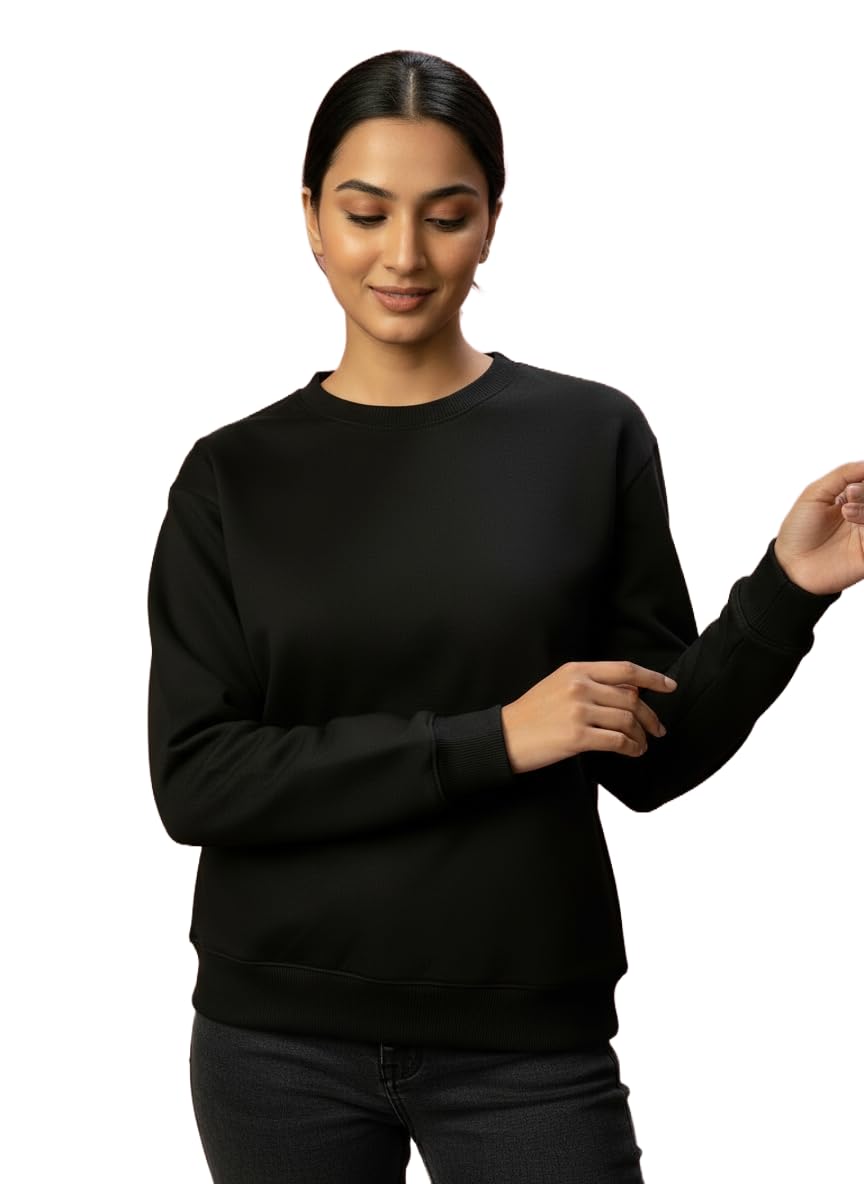 truness Women's Round Neck Full Sleeve Sweatshirt, Ribbed Solid Regular Fit Winter Casual Wear, Size S to 2XL-picture-32