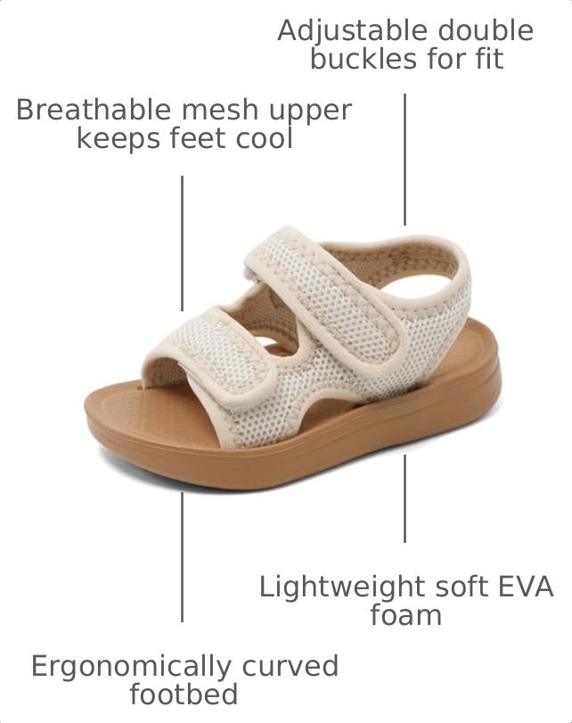 Image of MK MATT KEELY Unisex Kids Summer Slide Sandals Baby Comfort Anti-Slip Open Toe Adjustable Walking Beach Shower Shoes for Boys Girls