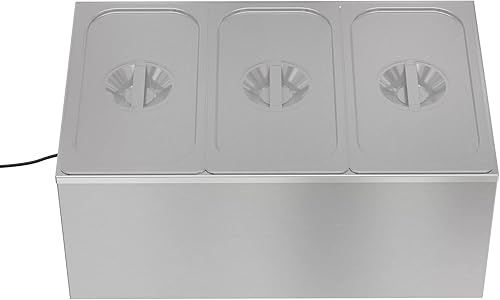 Miniatura 9 de KoolMore Comercial Bain Marie - Calentador de alimentos para encimera, estación de sopa y servidor de mesa de bufé con tres secciones de servir,