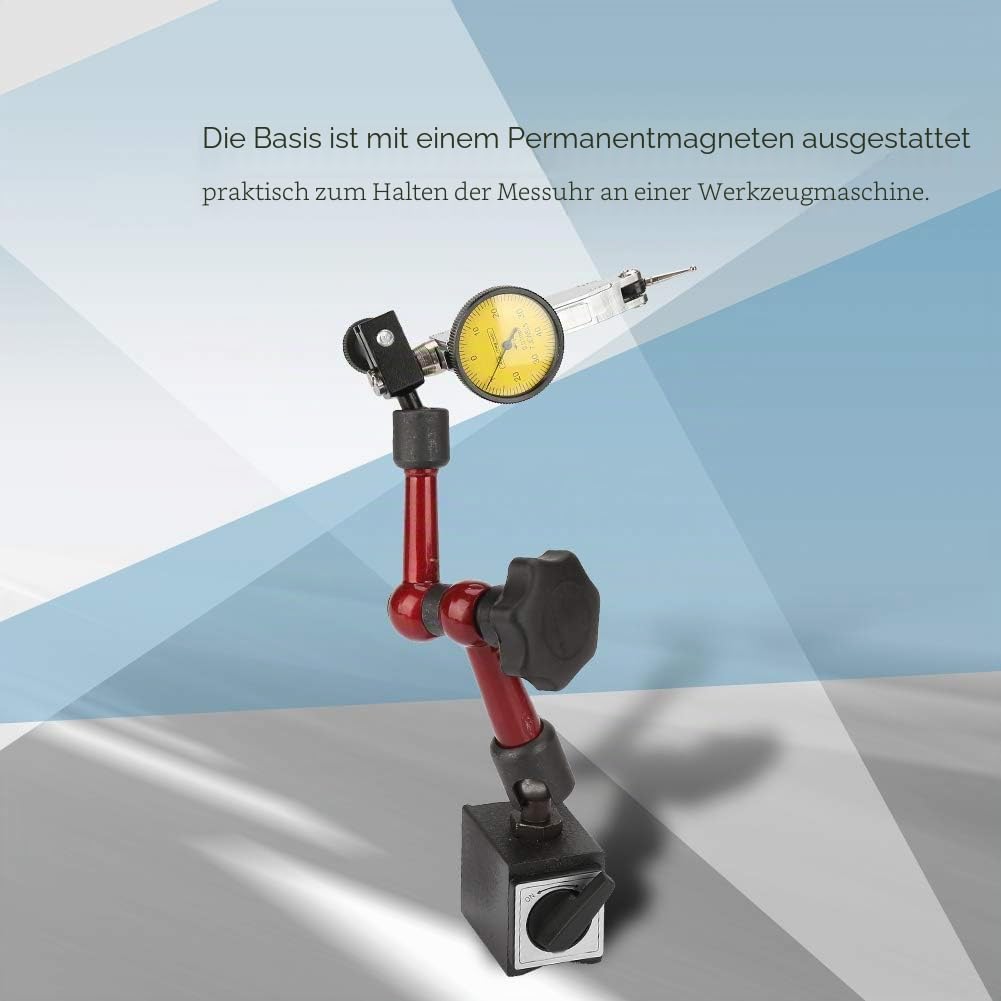 0,01 mm Messuhr mit Magnethalter 0-0,8 mm Magnet-Messstativ für Drehmaschine Metallbearbeitung präzise Messung mit verstellbarem Arm für Werkstatt und Industrie