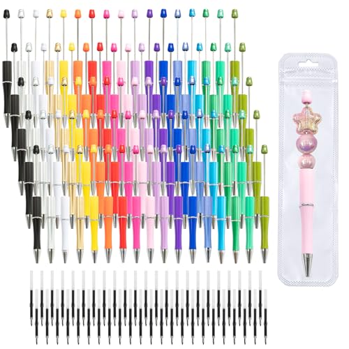 Aolipuyet 210 Pieces DIY Beadable Pen Bulk Kit – 70PCS Ballpoint Pen with Refills & Bags – Beads Pens Supplies, Beaded Pens for DIY Crafting (Beads Not Included) – Office Supplies (Colorful)