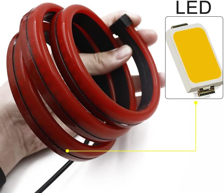LED Third Brake Light Strip,35inch Universal Red 3rd Car Brake Light Strip - 3-Functions Flexible High Mount Stop Brake Light, IP67 Waterproof & 144pcs Lamp Beads,Brake, Running, Flowing