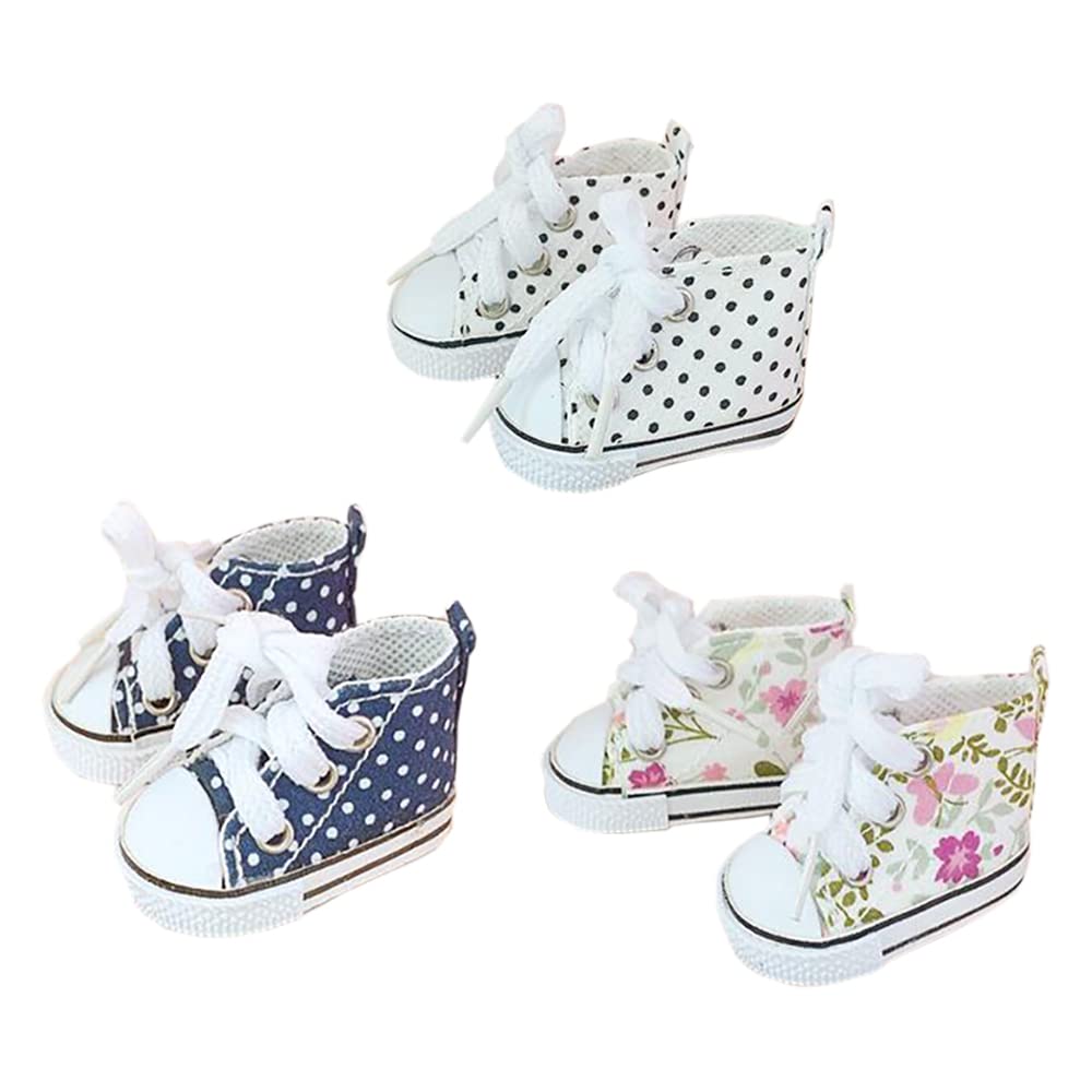 Chaussures En Toile Pour Poupée 20cm - Lot De 3 Paires - Accessoire Vêtement Poupée Humanoïde