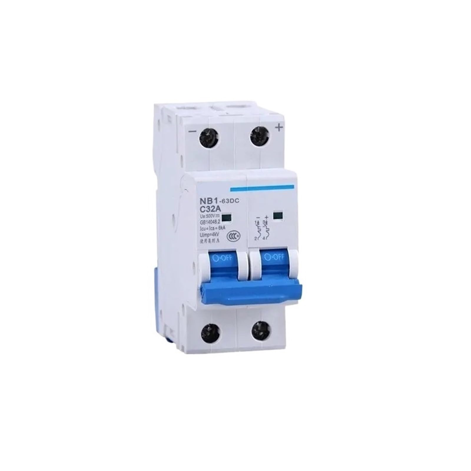 WAAZVXS 1pcs NB1-63DC 2P DC Circuit Breaker DC500V 6KA 1A-63A Miniature Circuit Breakers Circuit Equipment(63A)