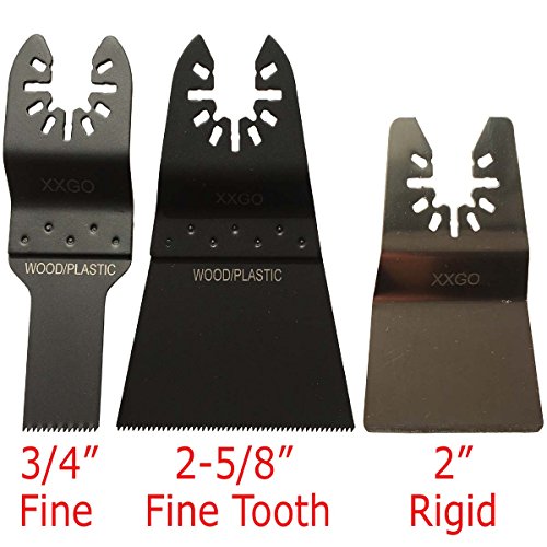 XXGO 25 Pcs Oscillating Tool Accessory Kits Compatible with Bosch Chicago Craftsman Dewalt Dremel Fein Harbor Freight Makita Milwaukee Porter Cable Ridgid Ryobi Rockwell More