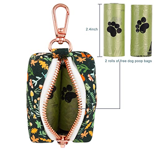 Image of Dog Waste Bag Holder for Leash, Dogs Poop Bag Dispenser with Durable Metal Clip Carabiner and Zipper-30 Free Leak-proof Dog Waste Bags for Walking Travel Outdoor Use