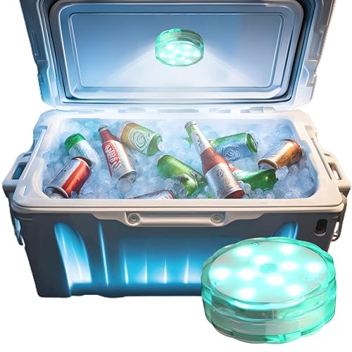 Skywin Waterproof Multicolor LED Cooler Lights 2.76 x 1 x 1 Inches 3 x AA Battery-Operated Reusable Cooler Accessories for Camping Outdoor Events and Parties
