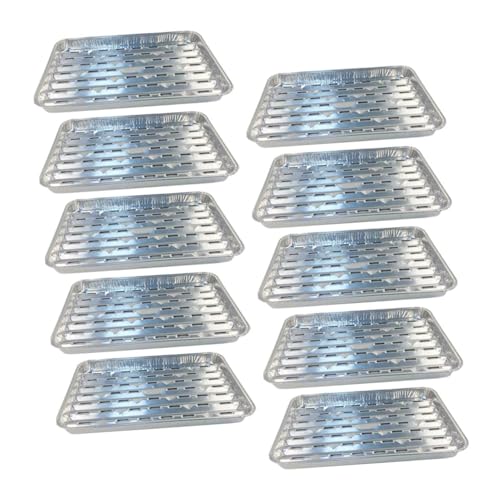 MOKKHNB 10個 使い捨てアルミ焼き網パン バーベキュー用グリル調理 加熱 保存に 多機能焼き魚 肉 チーズ ご飯対応 家やアウトドアキャンプ用
