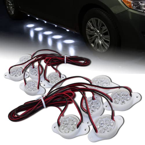 HK5 Pair Universal Brabus Style 12V Under Car Underglow Underbody White LED Puddle Light Kit