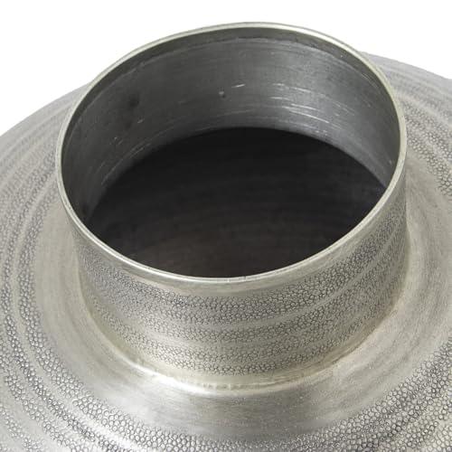 Vase en aluminium ciselé argent vieilli 33x33cm | Décoration artisanale - 3