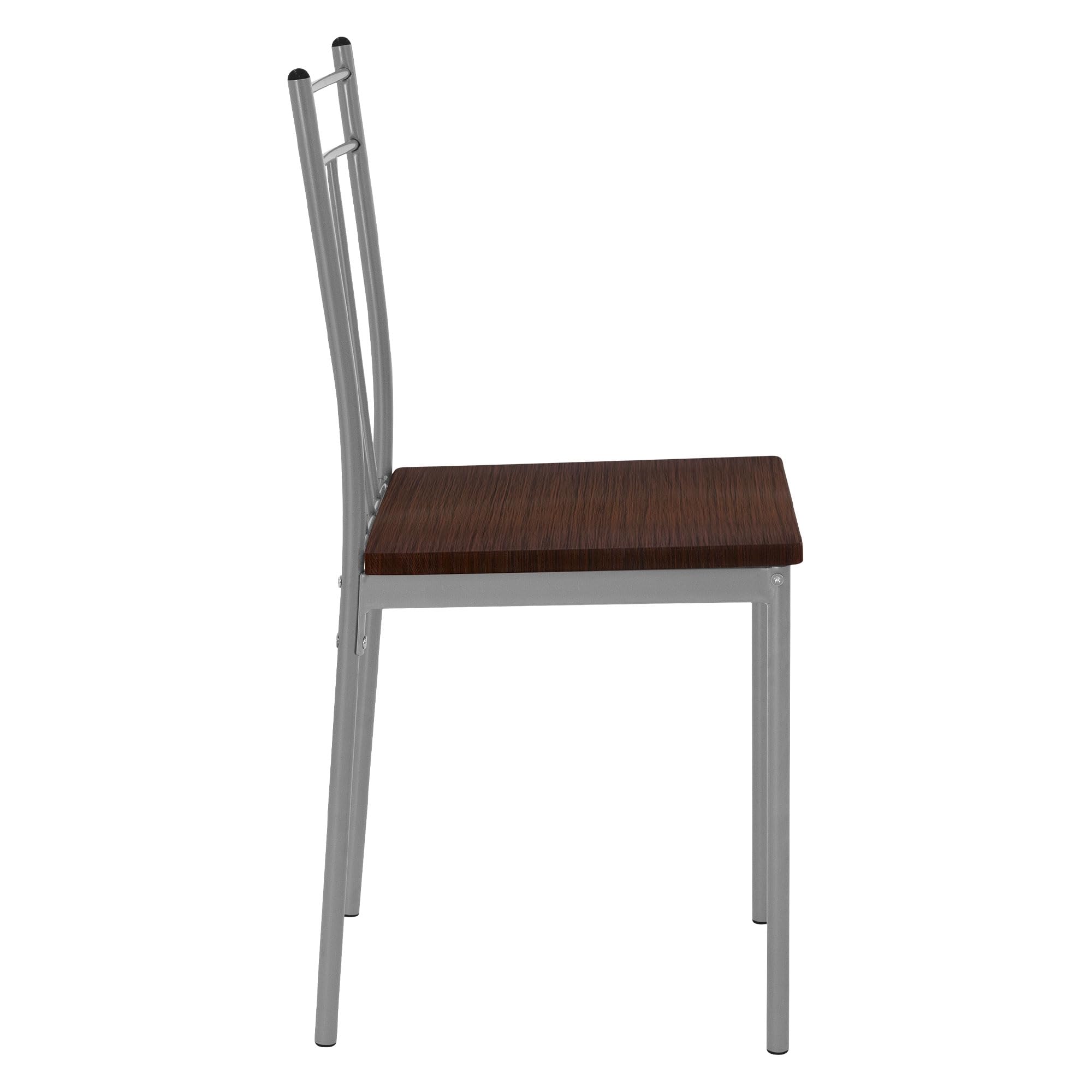 ML-Design Table de Salle à Manger avec 4 Chaises, Chêne Foncé, Set de 5 Pièces pour 4 Personnes, MDF Laminé, Pieds en Métal, Matériel de Montage Inclus, Ensemble de Meubles de Cuisine Salon