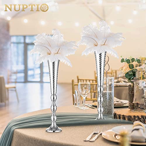 Vase centre de table argenté de 61 cm au style raffiné