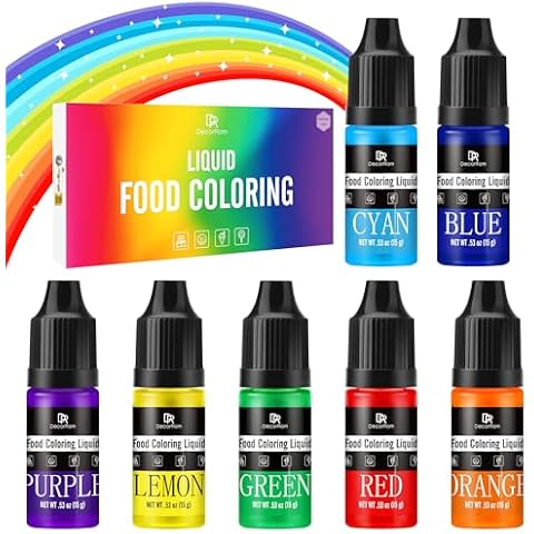 DecorRom Rainbow Liquid Icing Food Colouring Set Cover