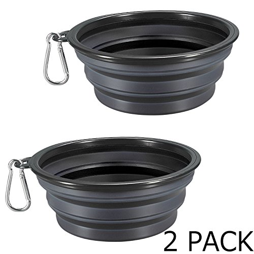 COMSUN Collapsible Dog Bowls, 2-Pack Foldable Expandable Cup Dish for Pet Cat Hiking