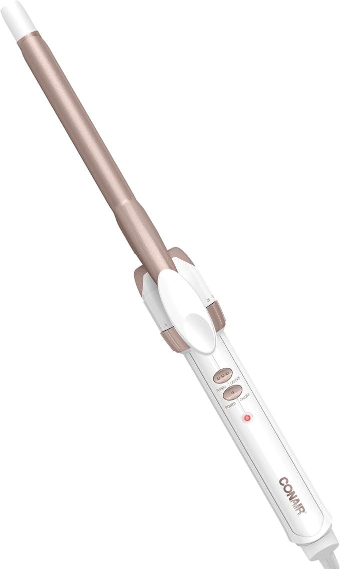 Conair Double Ceramic ½-Inch Curling Iron, ½-Inch Barrel Creates Spiral Curls, Hair Curler for Use on Short to Medium Hair, White/Rose Gold