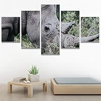 SIGNWIN 5 Panel Canvas Wall Art Animals Black and White Dramatic Duotone Modern Artwork for Home Decorations Ready to Hang - 60