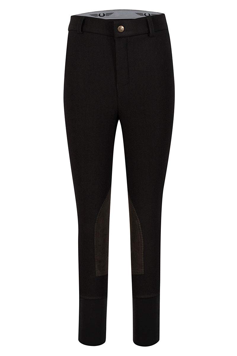 TuffRider Kid's Ribb Knee Patch Breeches, Black, 10