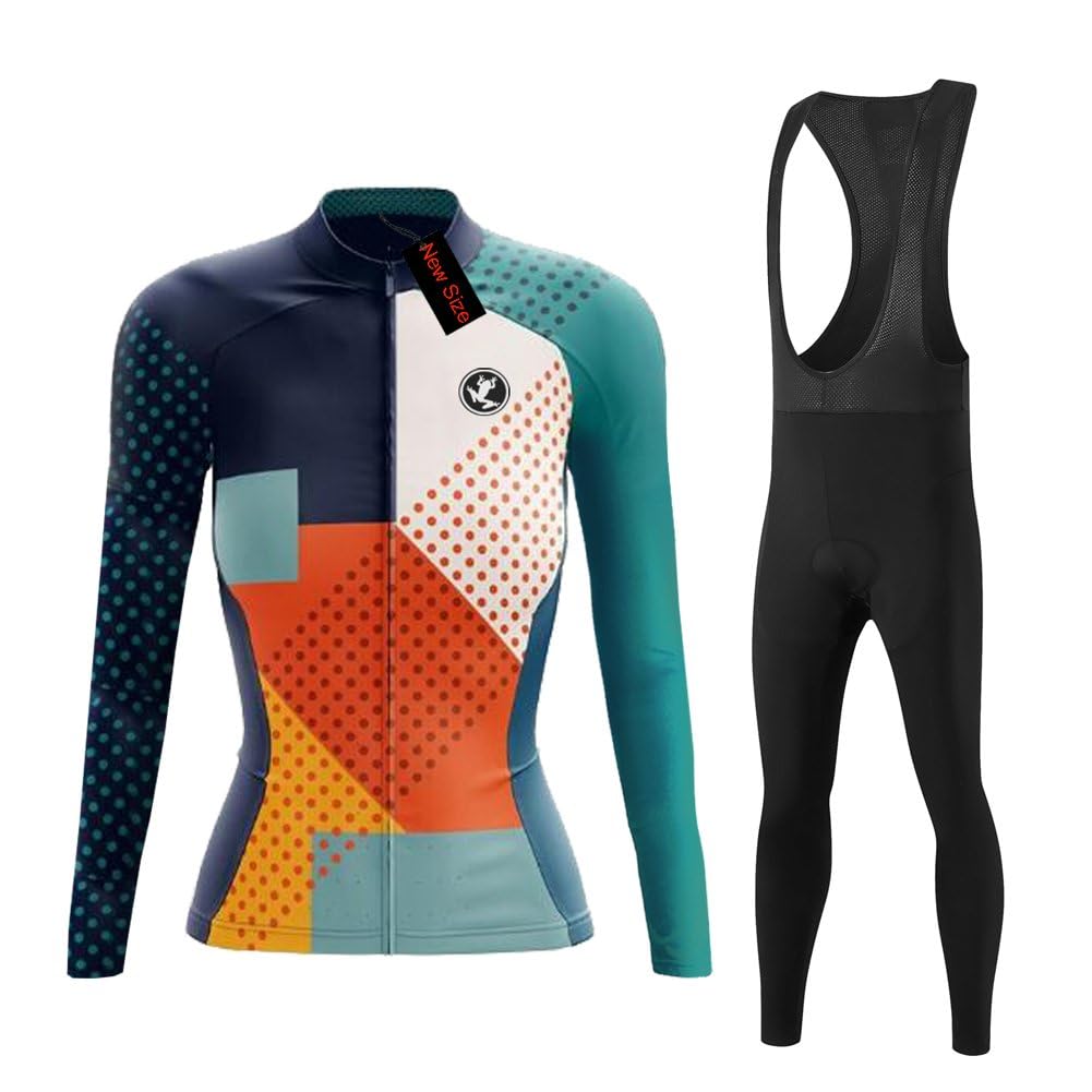 UGLY FROG Conjunto de camiseta de ciclismo de invierno para mujer, manga larga, forro polar térmico, pantalones de ciclismo, ropa clásica de ciclismo