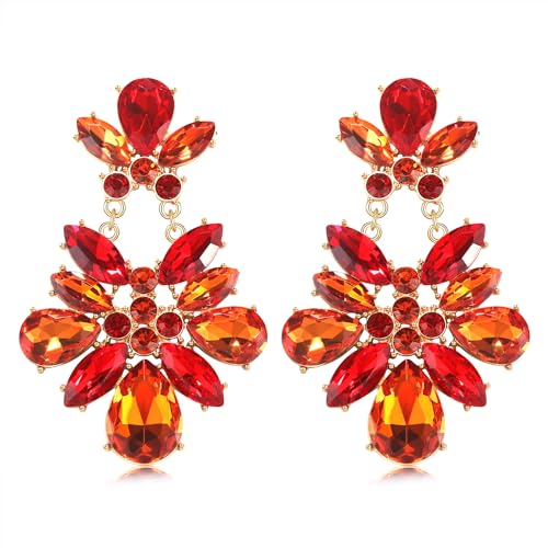 Mardi Gras Earrings for Women, Rhinestone Mardi Gras Accessory, Purple Green Gold Crystal Earrings Fat Tuesday Carnival Parade Party Jewelry Gifts