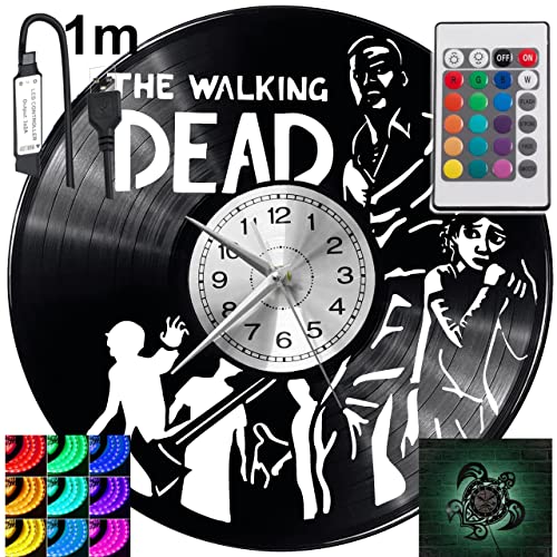 The Walking Dead - Reloj de pared con luz LED RGB para mando a distancia, diseño moderno y...