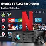 Projector With Wifi And Bluetooth, Projector With Speaker, 4K Supported Projector Android TV With Auto Focus & Full-Sealed Optical Engine For Movie, 8000+ Apps -  FAPO