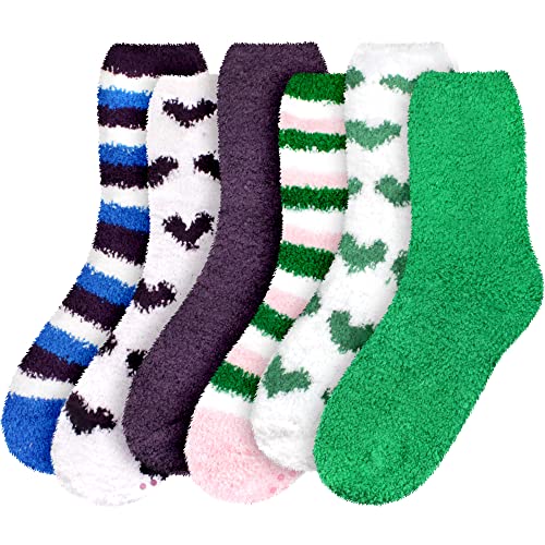 Image of BambooMN Colorful Fuzzy Socks - Assorted Super Soft Warm Microfiber Comfy Home Socks - Value Pack