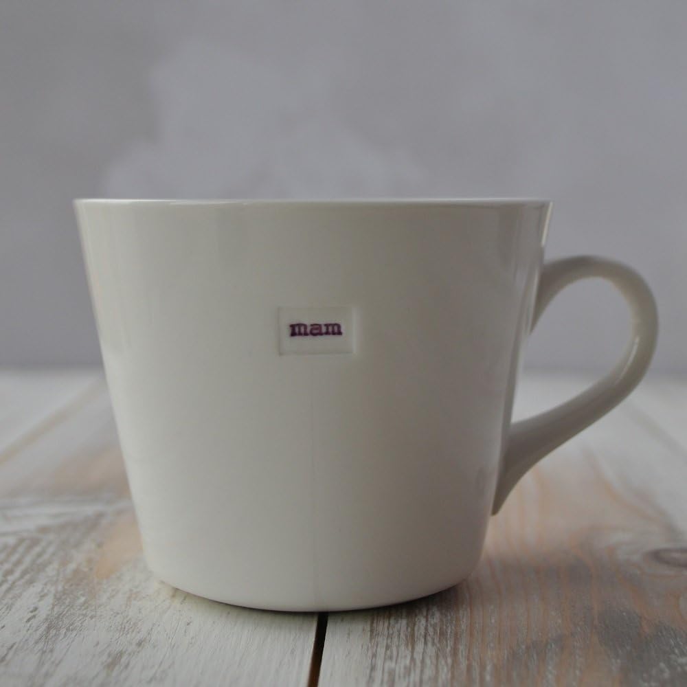 Keith Brymer Jones White - Welsh/Cymraeg Word Range - Standard Ceramic Mug - Mam - 350Ml - Gift Boxed