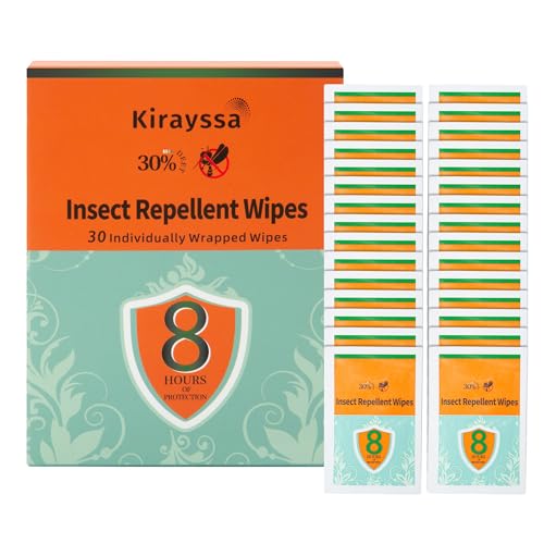 Insect Repellent Wipes – 30 Individually Wrapped Wipes with 30% D...