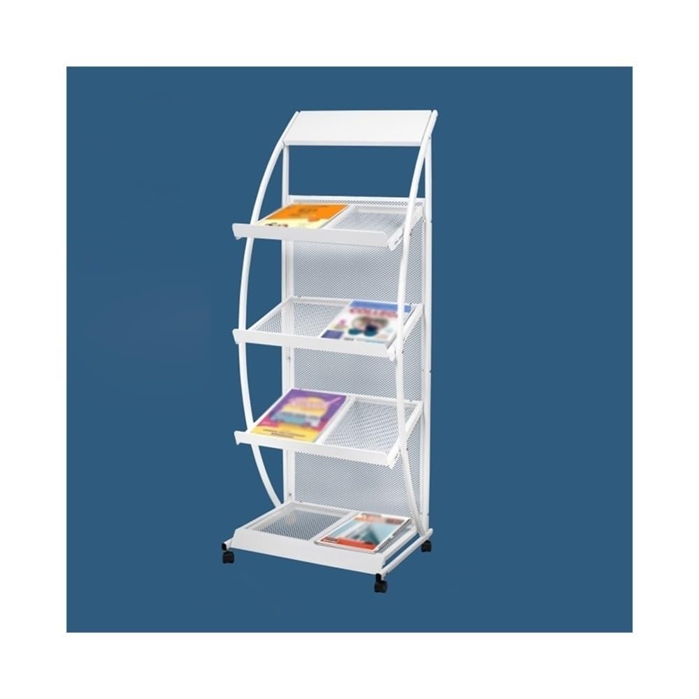 Jianjunchaling White Vertical Brochure Storage Newspaper Rack Sales Floor Standing Leaflet Book Storages Racks Office Furniture For Office, Trade Show, Exhibitions(White)