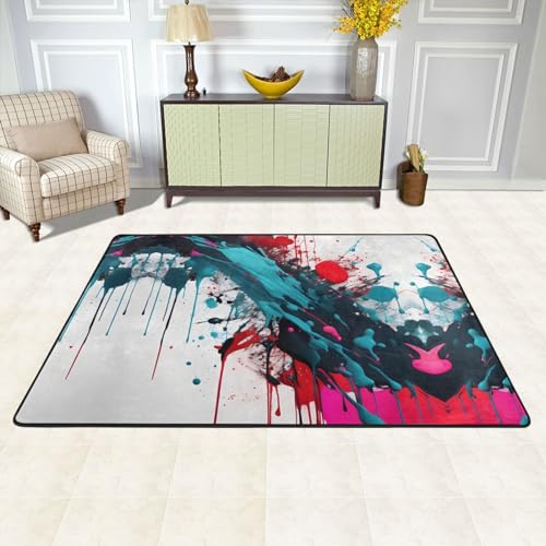 Tapis de zone d'impression abstrait coloré et doux pour salon