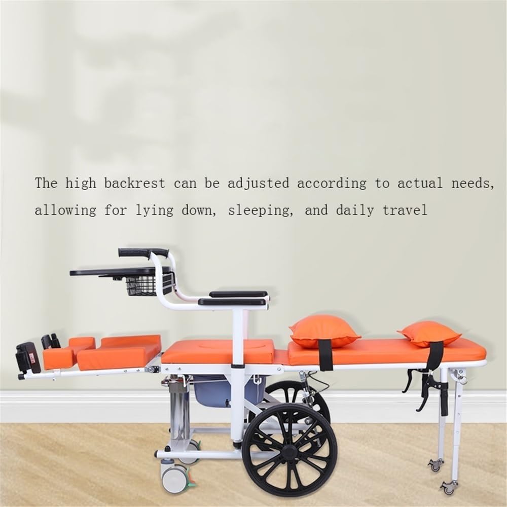 chodzik rollator Łóżko dla osób niepełnosprawnych, łóżko wielofunkcyjne, do użytku wewnątrz i na zewnątrz, z funkcją pchania i leżenia, regulowane do podnoszenia Chodziki dla seniorów(Grijs)