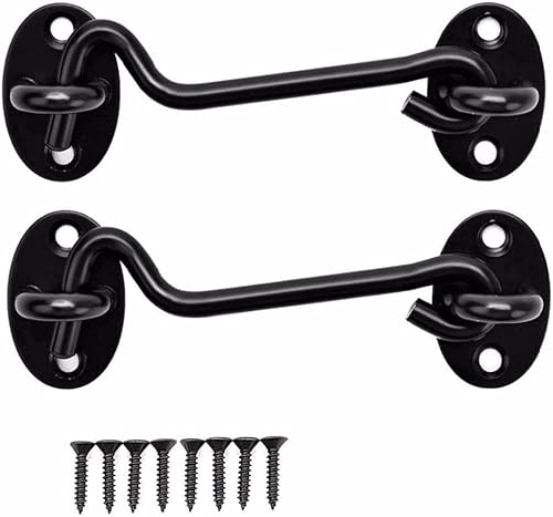 Paquete de 2 ganchos de acero inoxidable para puerta de granero de 4 pulgadas, color negro para ventana, puerta corredera, dormitorio, valla de