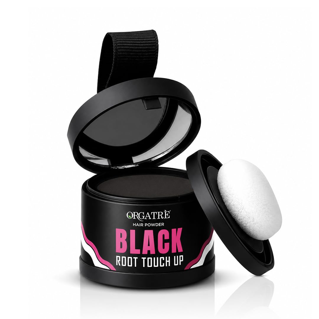 Orgatre Root Touch Up Powder Black for Grey/White Hair & Bald Spots 4g | Covers grey roots and bald spots instantly with a natural black finish-picture-38