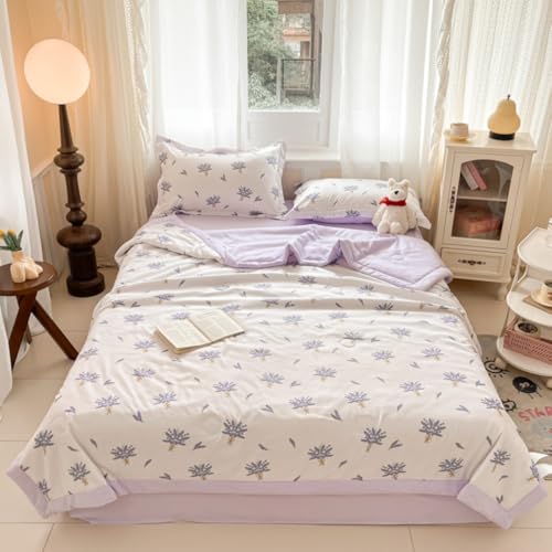 Couette été réversible en microfibre lavable Surwin violet clair 200x230 cm