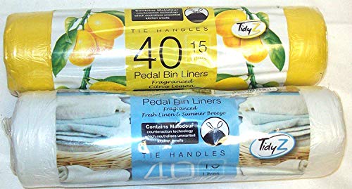 Tidyz Scented Pedal Bin Liners With Tie Handles XL 15 Litres per Bag,Pack of 2